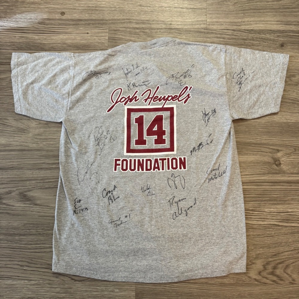 Josh Heupel 14 Foundation Signed Team T-Shirt Gray Large